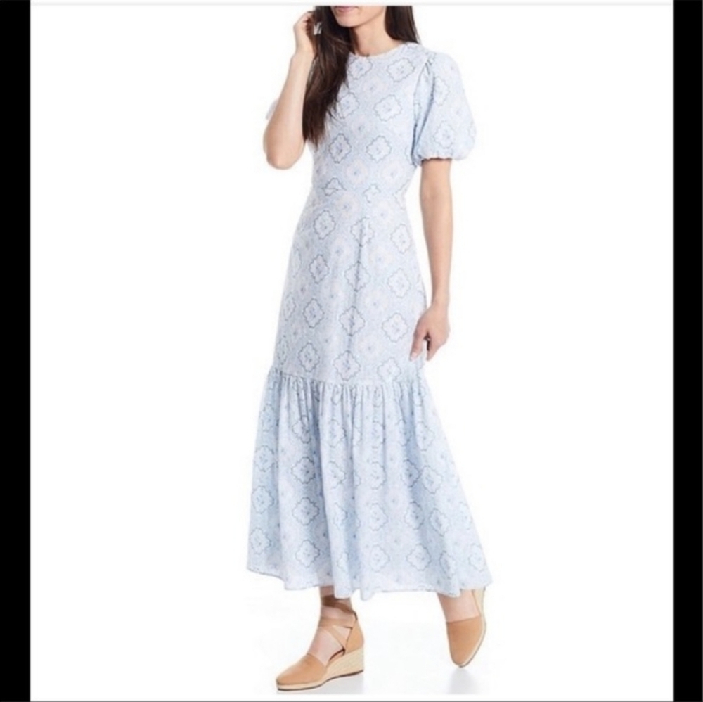 Antonio Melani X Born on Fifth Belmondo Puff Sleeve Tile Print NWT Size 0 - Picture 1 of 12